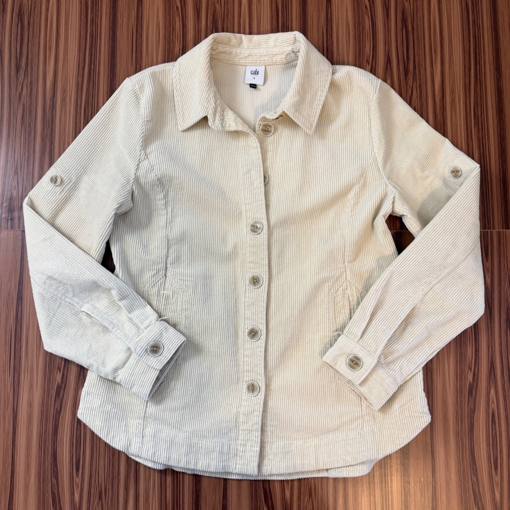 Cabi 4493 Scout Jacket Cream Corduroy Small‎ Workwear Chorecore Coastal Grandma